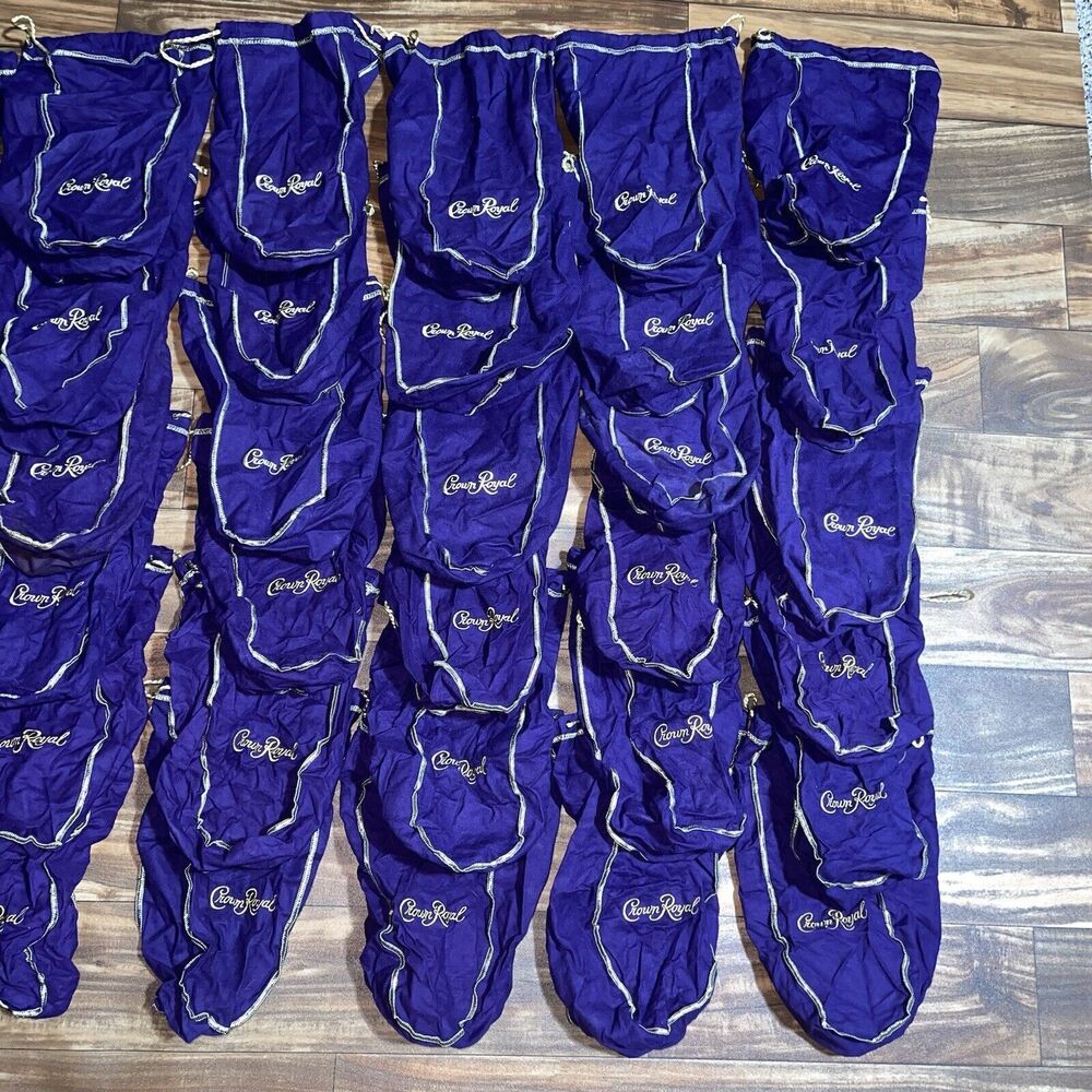 Lot of 50 Crown Royal Purple / Green / Brown Drawstring Bags - Most Large - Picture 6 of 10